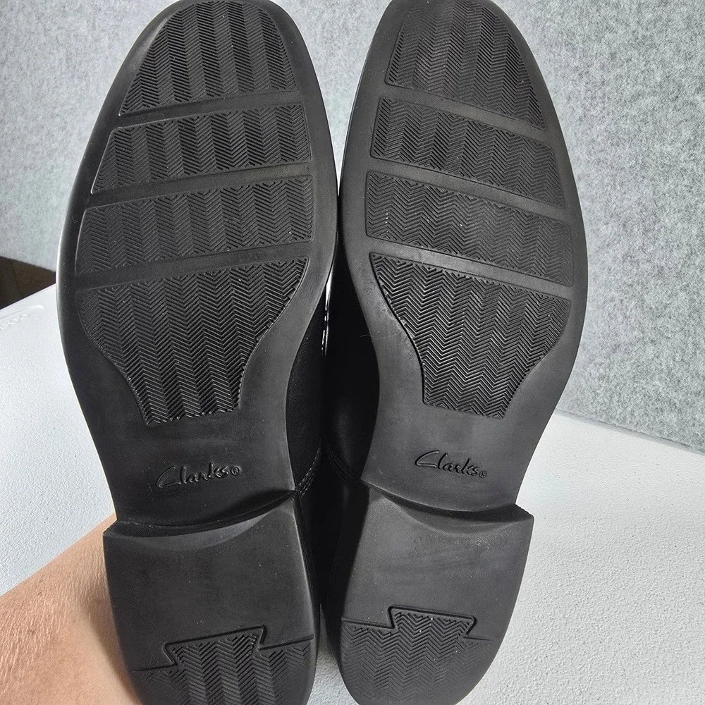 Clarks Mens Tilden Walk Black Leather Derby Shoes Square Toe Oxford 8.5 M